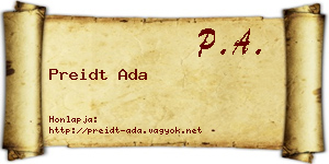 Preidt Ada névjegykártya